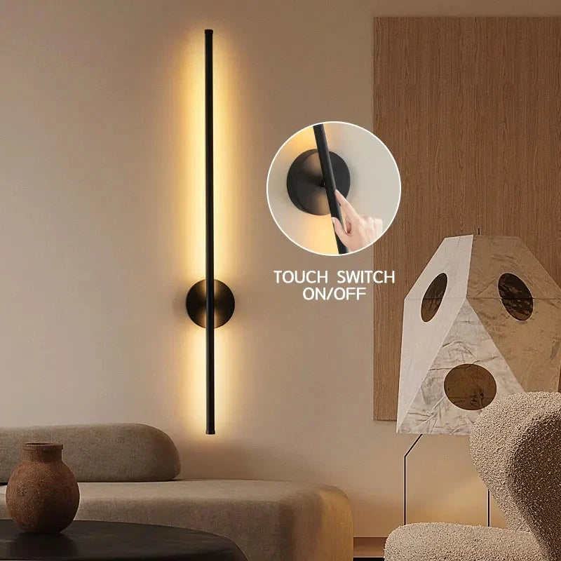 60CM 100CM 120CM Touch Switch Long Wall Light for Bedroom Living Room Bedside Interior Home Wall Lights