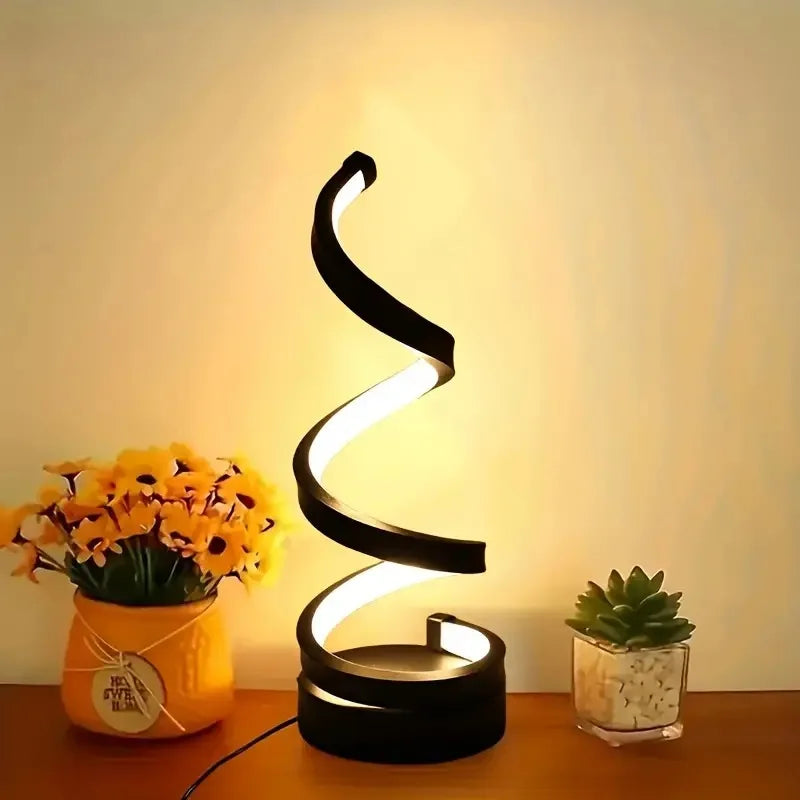 5V USB LED Table Lamp Modern Creative Spiral Desk Light 3 Colors Dimmable for Bedroom Living Room Office Bar Decoration Lighting