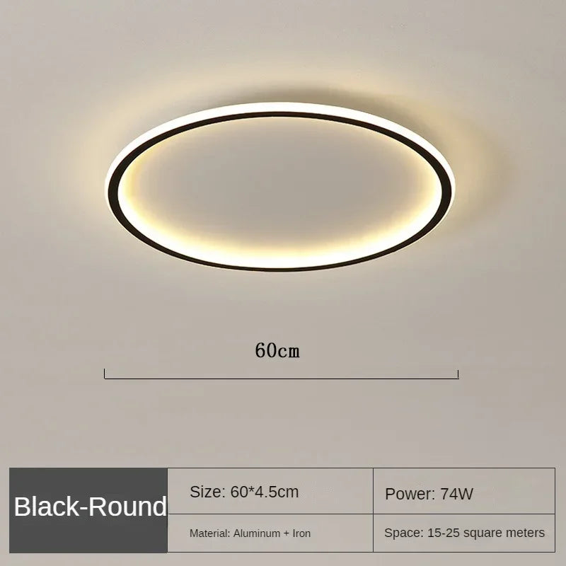 Nordic Minimalist LED Ceiling Light for Bedroom Living Room Aisle Study Room Balcony Circular Remote Control Lighting Chandelier