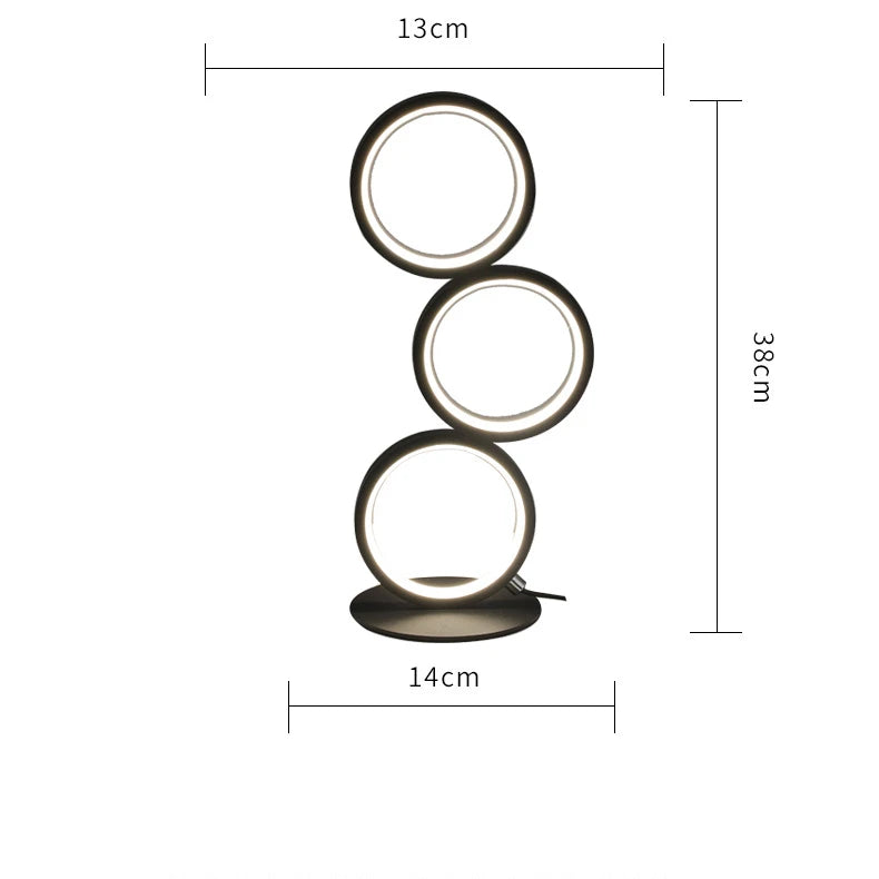 Dimming Table Lamp Intelligent Touch Ring Night Light Bedroom Simple Modern Living Room Lamp Monochrome Circle Desktable Lamp