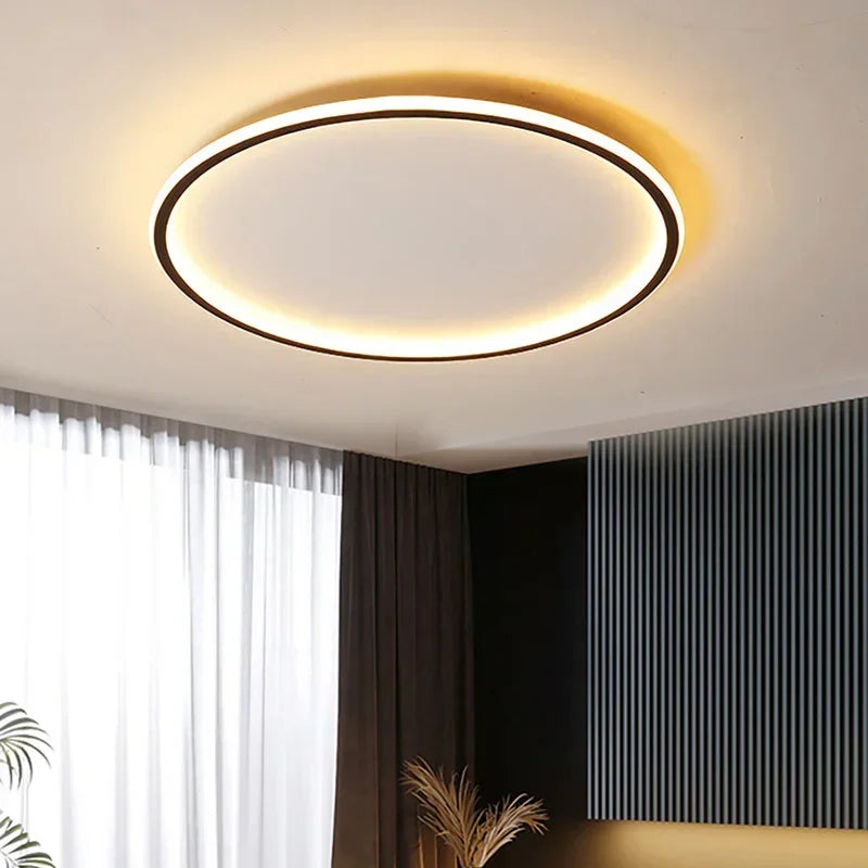 Nordic Minimalist LED Ceiling Light for Bedroom Living Room Aisle Study Room Balcony Circular Remote Control Lighting Chandelier