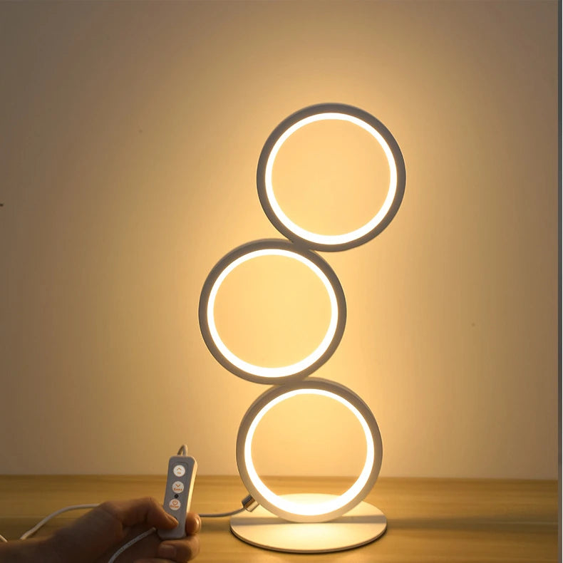 Dimming Table Lamp Intelligent Touch Ring Night Light Bedroom Simple Modern Living Room Lamp Monochrome Circle Desktable Lamp