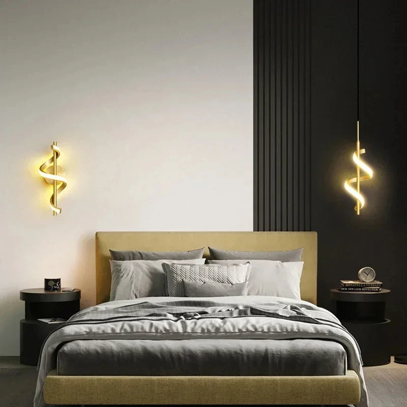 LED Wall Lamp Nordic Bedroom Bedside Minimalist Sconce Black White Gold Decorative Lighting Living Room Corridor Indoor Fixtures