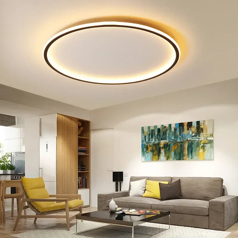 Nordic Minimalist LED Ceiling Light for Bedroom Living Room Aisle Study Room Balcony Circular Remote Control Lighting Chandelier